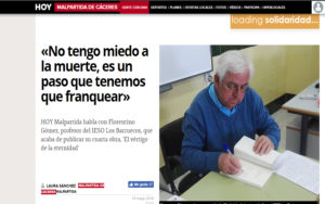 Gómez Martin en diario Hoy de Malpartida Cáceres. Editoriales de España, Adarve