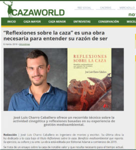 Reflexiones sobre la caza de José Luis Charro en CazaWorld. Editorial Adarve, Publicar un manuscrito