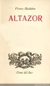 Portada del poemario Altazor de Vicente Huidobro. Editorial Adarve, Editoriales actuales de España
