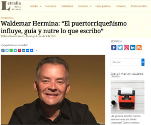 Waldemar Hermina en leteralia com por su novela Muchos años de espera. Editorial Adarve, editoriales de España