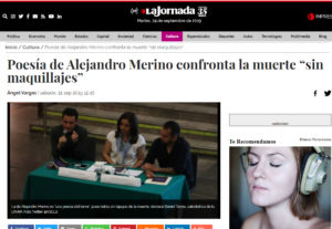 Artículo en La Jornada sobre Cada muerte el fin del mundo de Alejandro Merino. Editorial Adarve, Editoriales que aceptan manuscritos