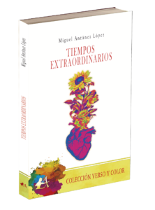 Portada del libro Tiempos extraordinarios. Editorial Adarve, colección Verso y color, poesía, editoriales de España