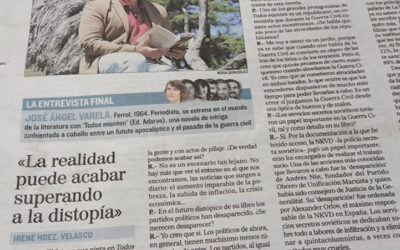 El periódico El Mundo publica en contraportada una entrevista al escritor José Ángel Varela, autor del libro «Todos mienten»